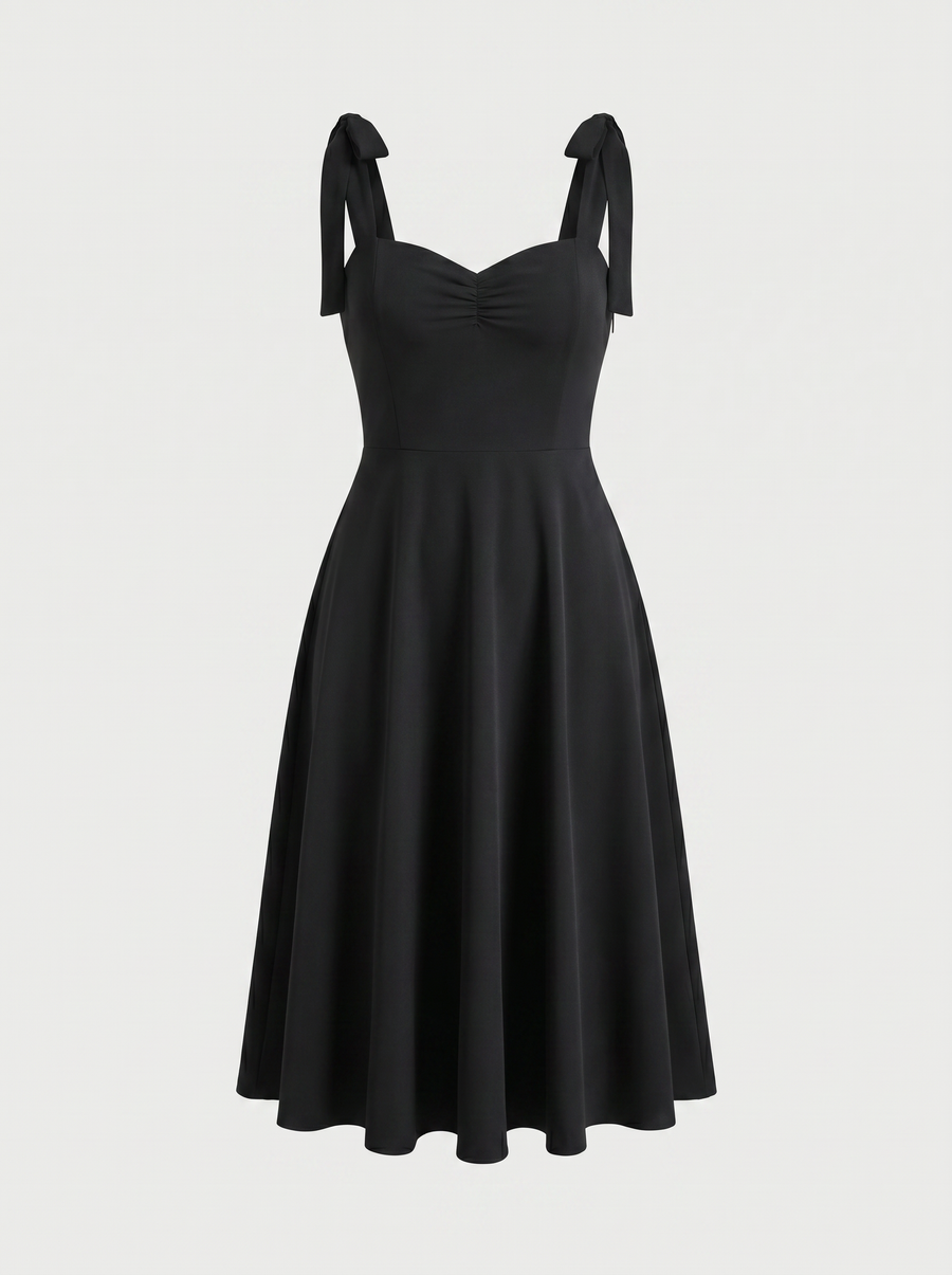 Lanie Sweetheart Neck Tie Strap Midi Dress