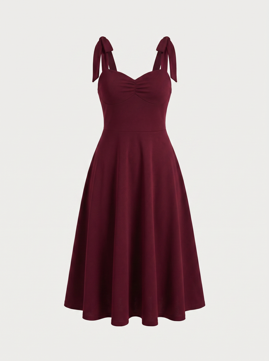 Lanie Sweetheart Neck Tie Strap Midi Dress