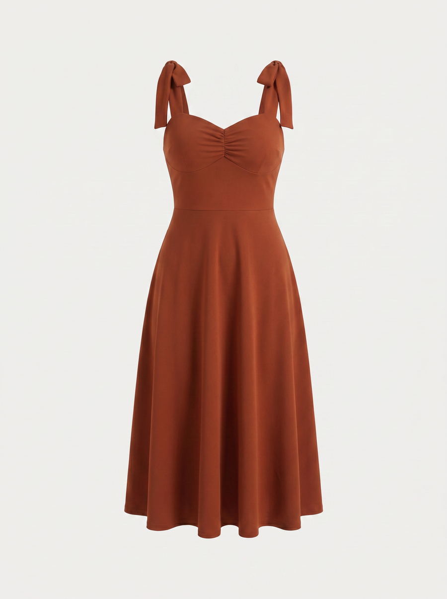 Lanie Sweetheart Neck Tie Strap Midi Dress