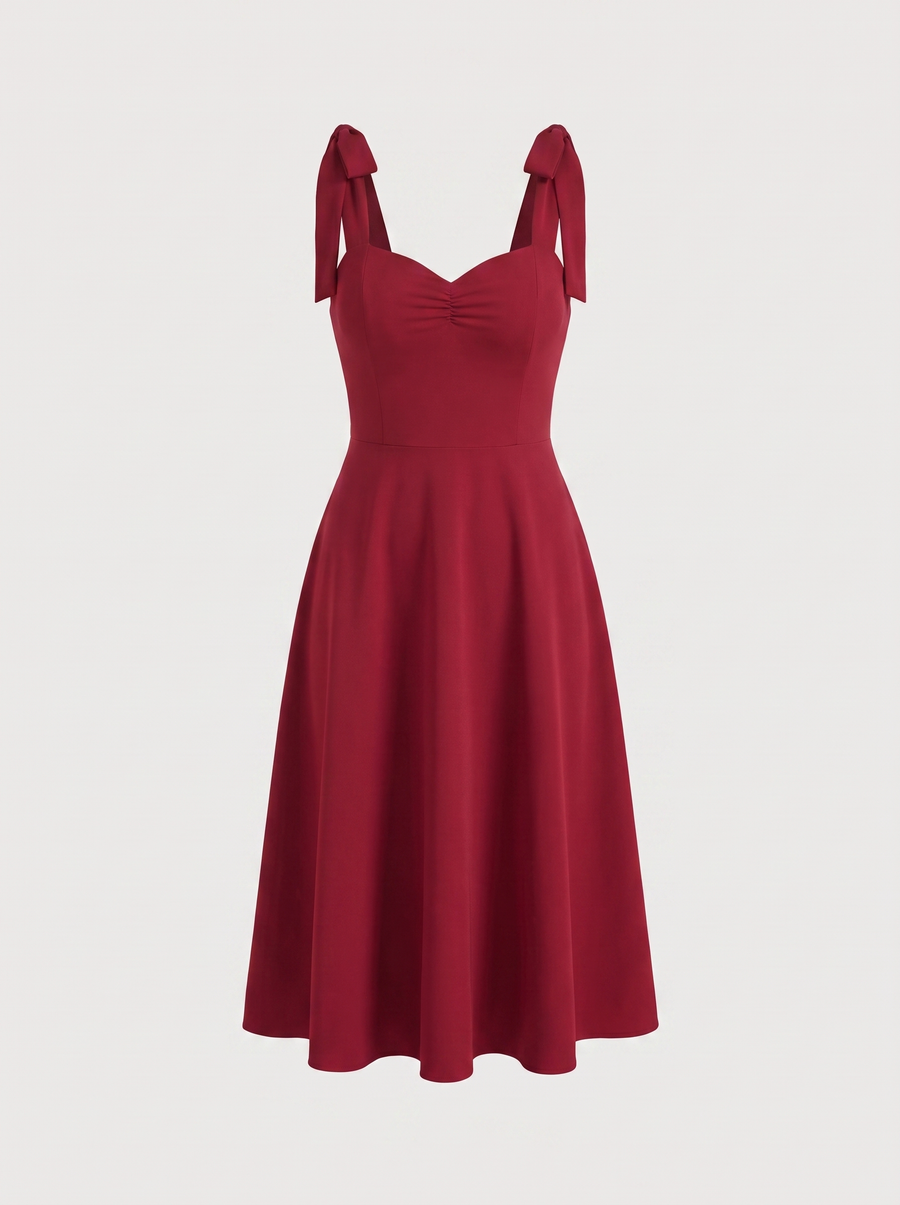 Lanie Sweetheart Neck Tie Strap Midi Dress