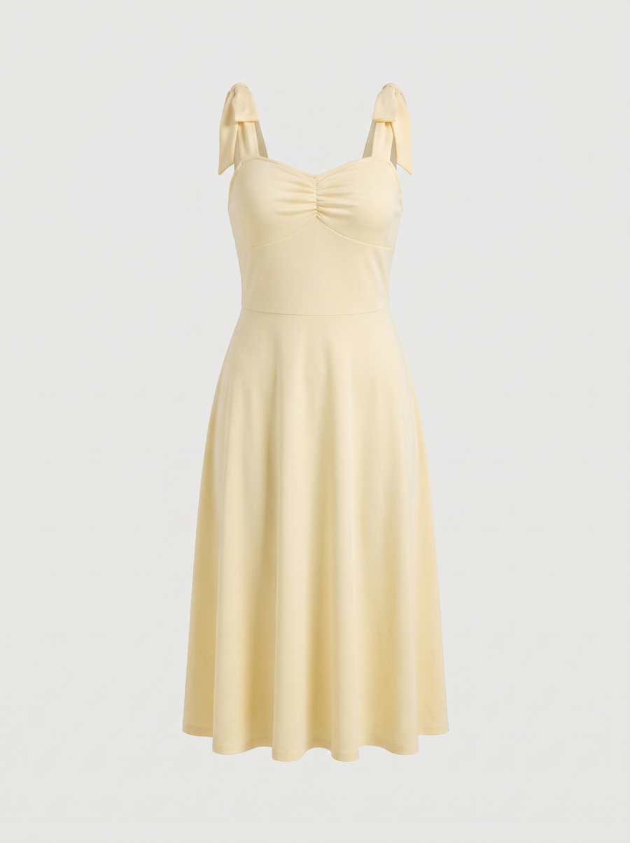 Lanie Sweetheart Neck Tie Strap Midi Dress