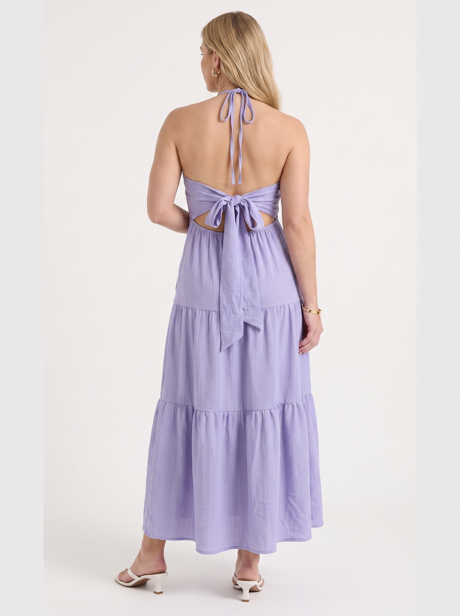 Sloane Halter Neck Tiered Ruffle Maxi Dress