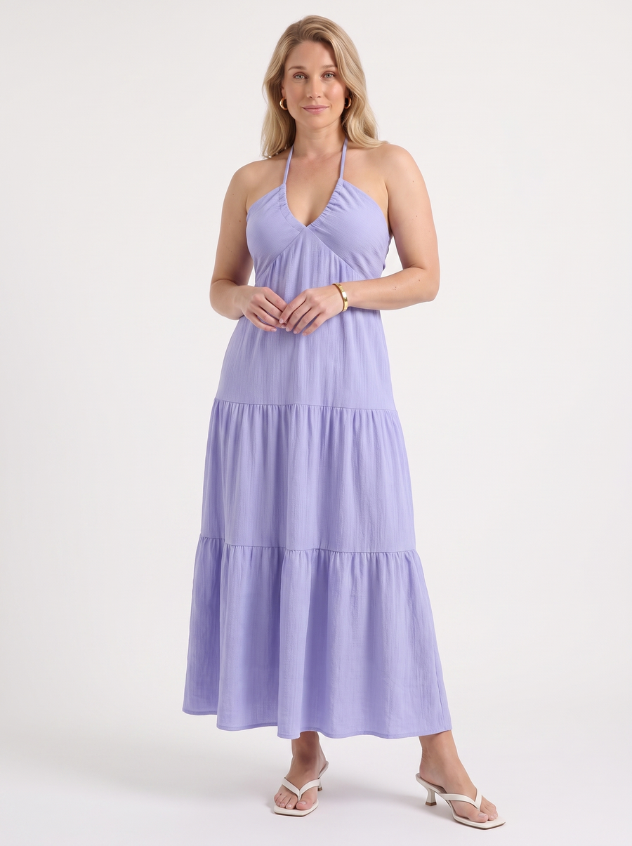 Sloane Halter Neck Tiered Ruffle Maxi Dress