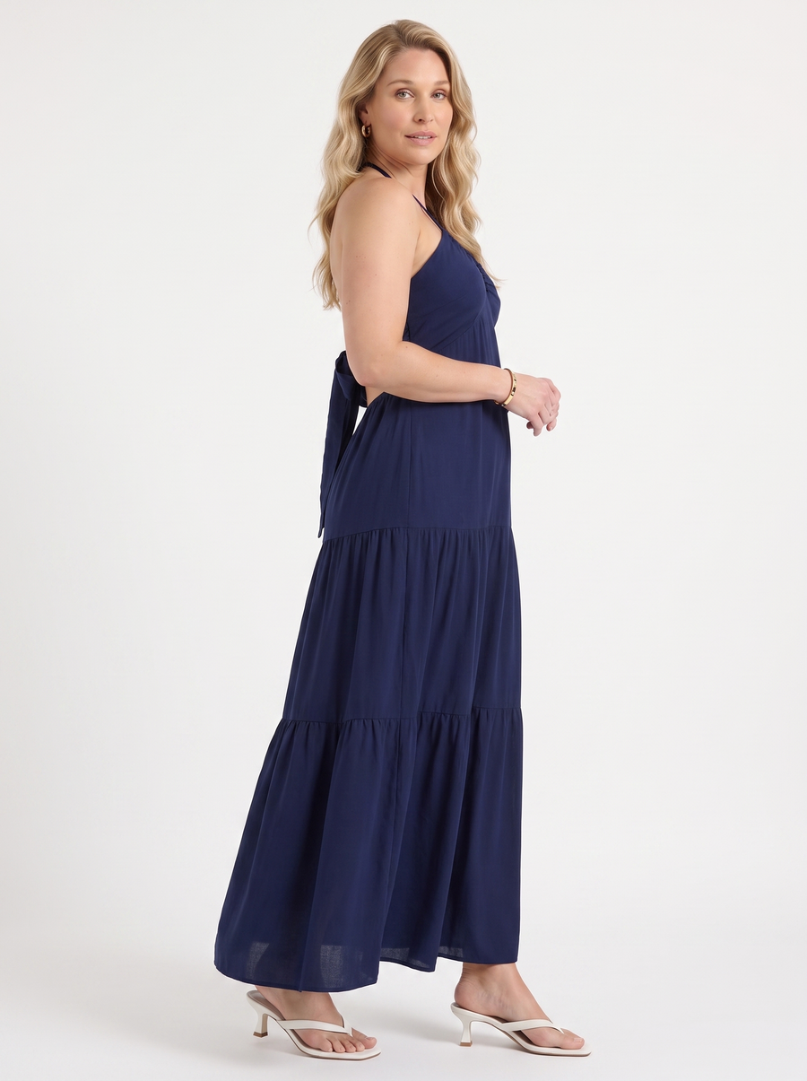 Sloane Halter Neck Tiered Ruffle Maxi Dress