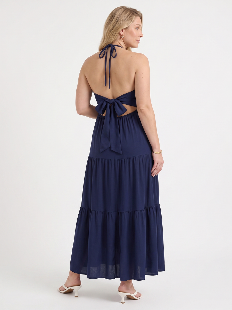 Sloane Halter Neck Tiered Ruffle Maxi Dress