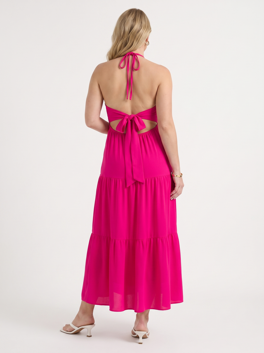 Sloane Halter Neck Tiered Ruffle Maxi Dress