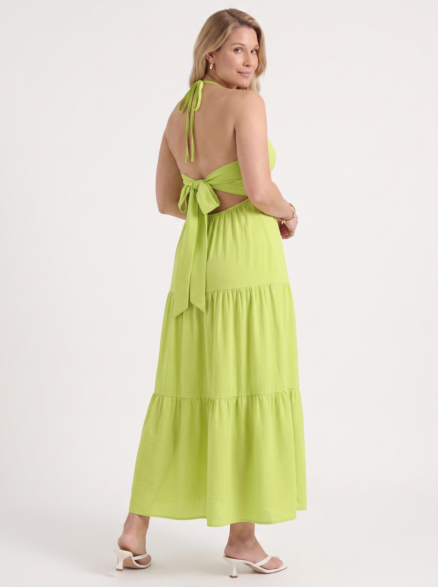 Sloane Halter Neck Tiered Ruffle Maxi Dress