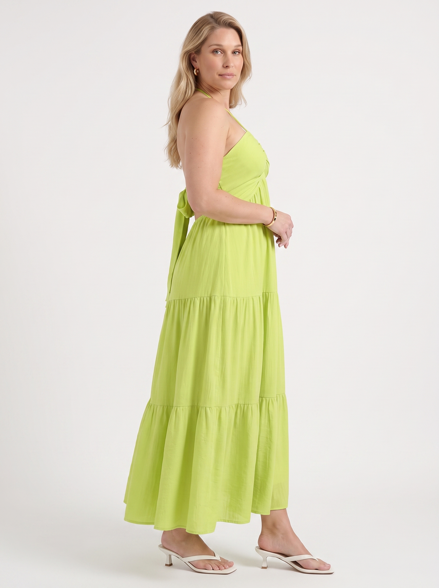 Sloane Halter Neck Tiered Ruffle Maxi Dress