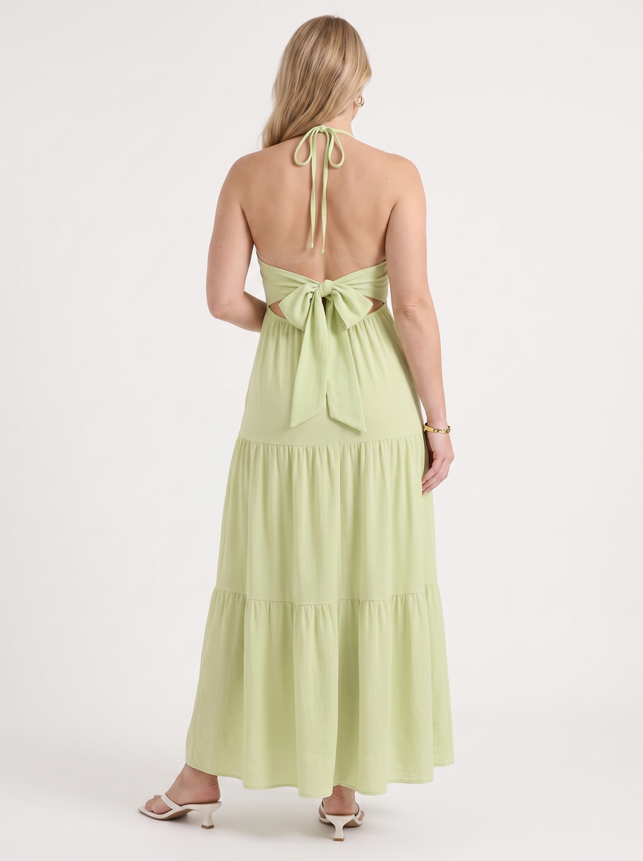 Sloane Halter Neck Tiered Ruffle Maxi Dress
