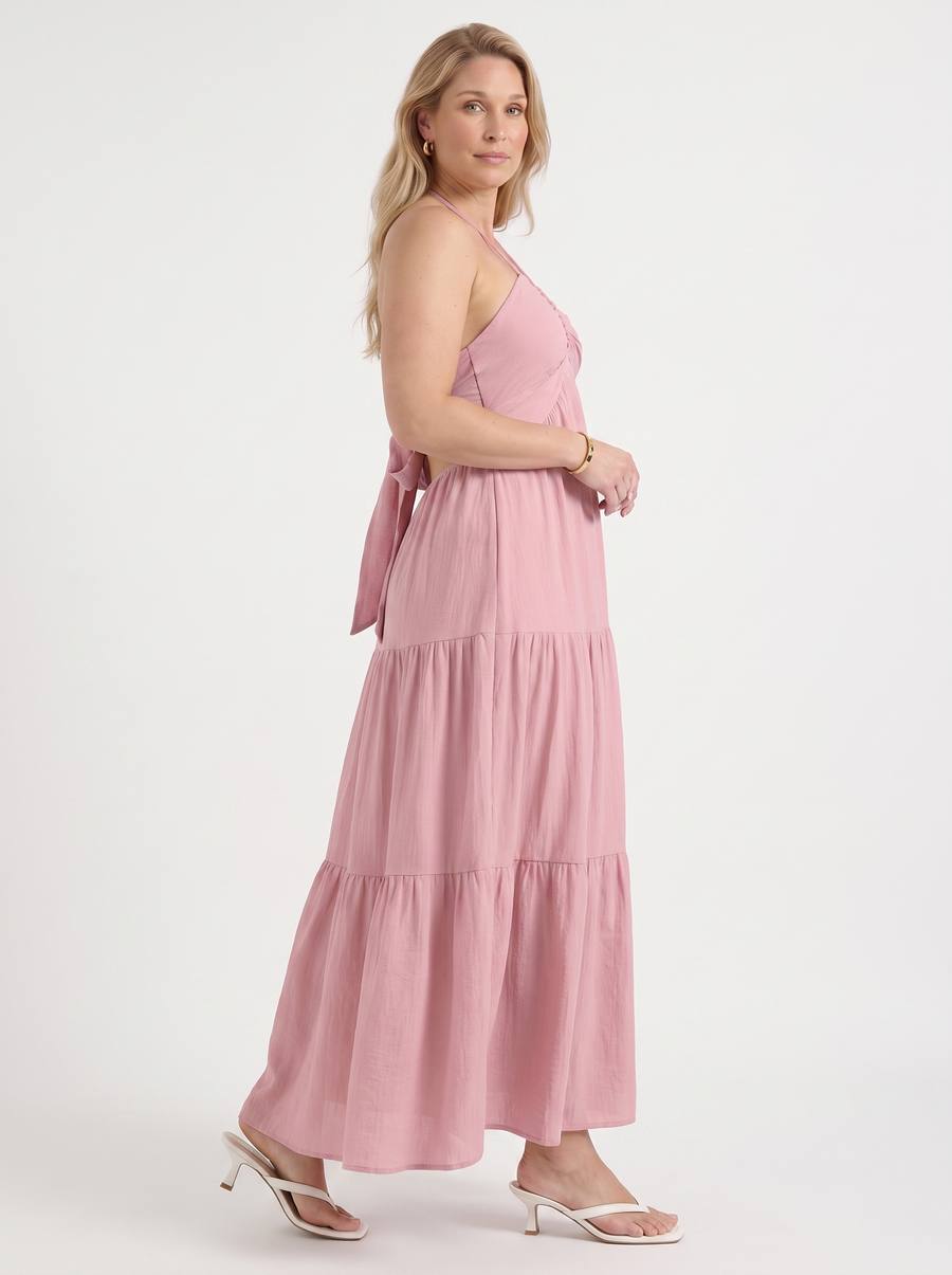 Sloane Halter Neck Tiered Ruffle Maxi Dress