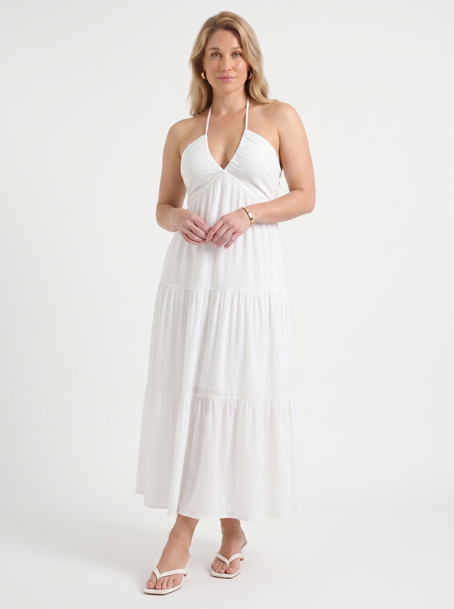 Sloane Halter Neck Tiered Ruffle Maxi Dress
