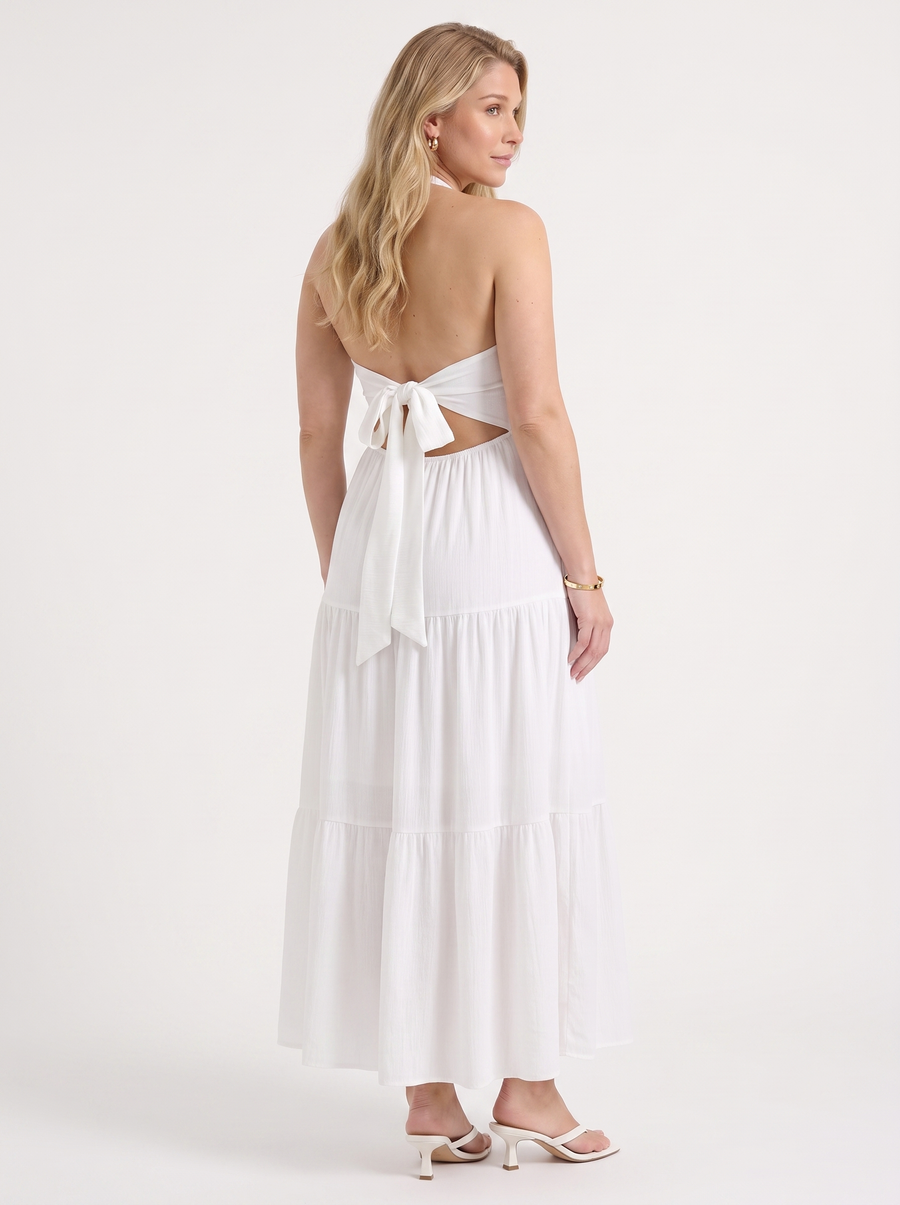 Sloane Halter Neck Tiered Ruffle Maxi Dress