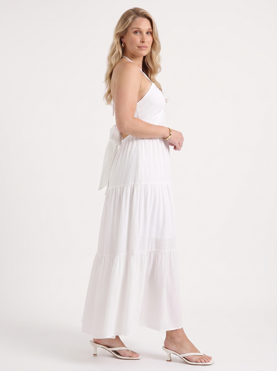 Sloane Halter Neck Tiered Ruffle Maxi Dress