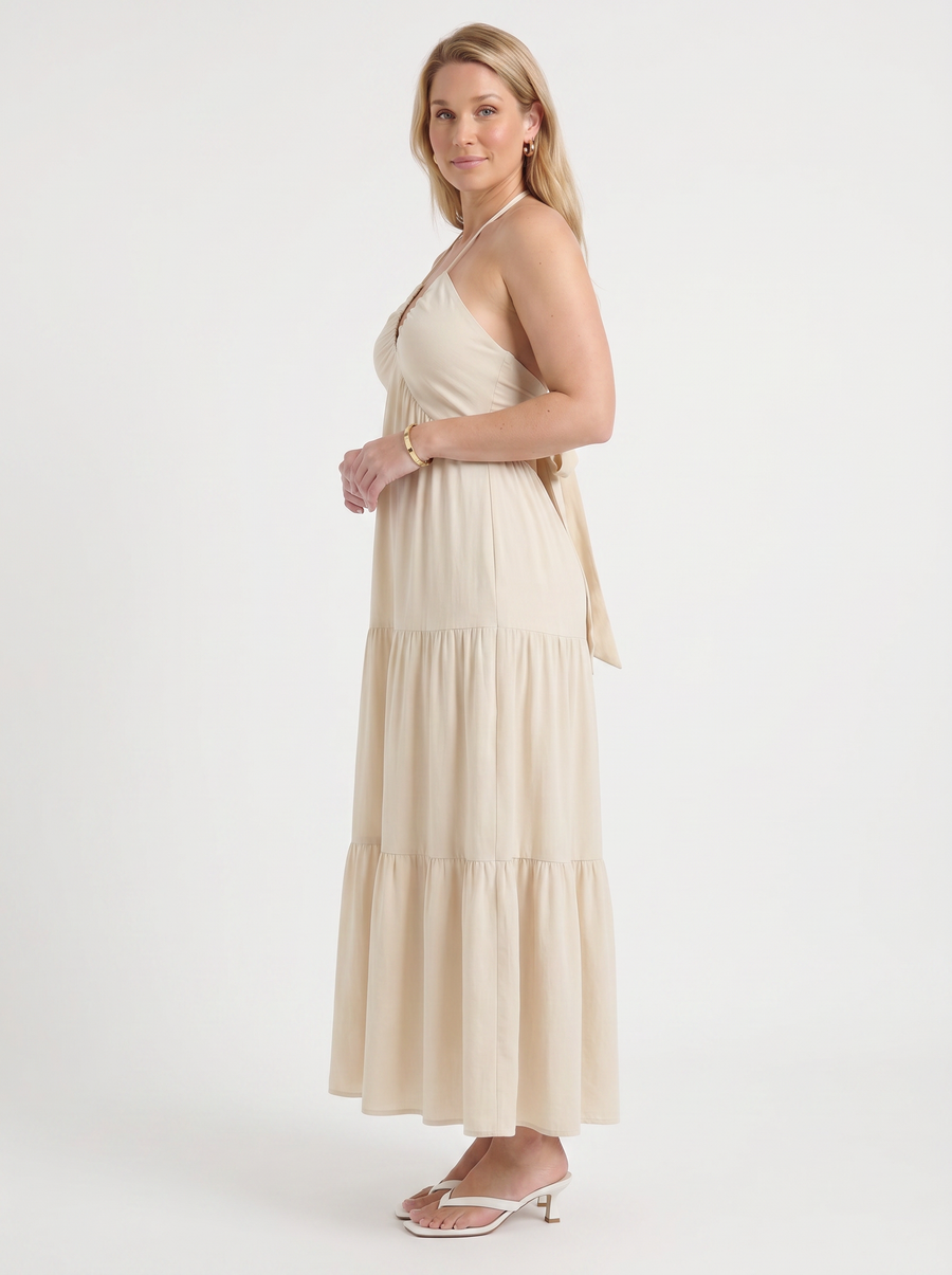 Sloane Halter Neck Tiered Ruffle Maxi Dress