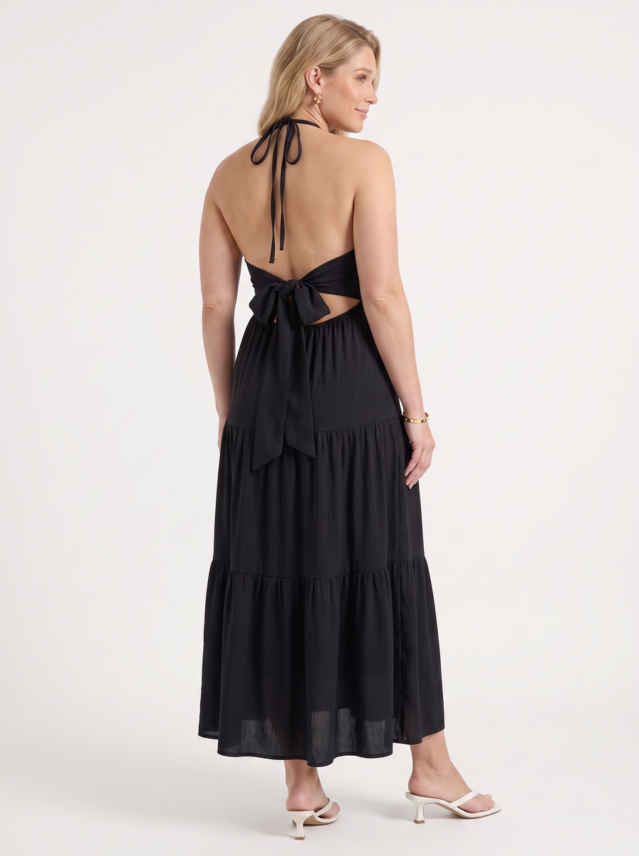 Sloane Halter Neck Tiered Ruffle Maxi Dress