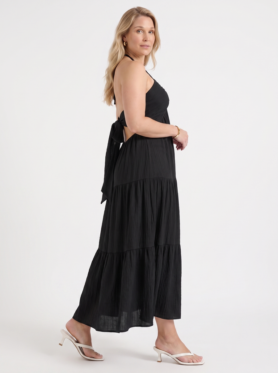 Sloane Halter Neck Tiered Ruffle Maxi Dress