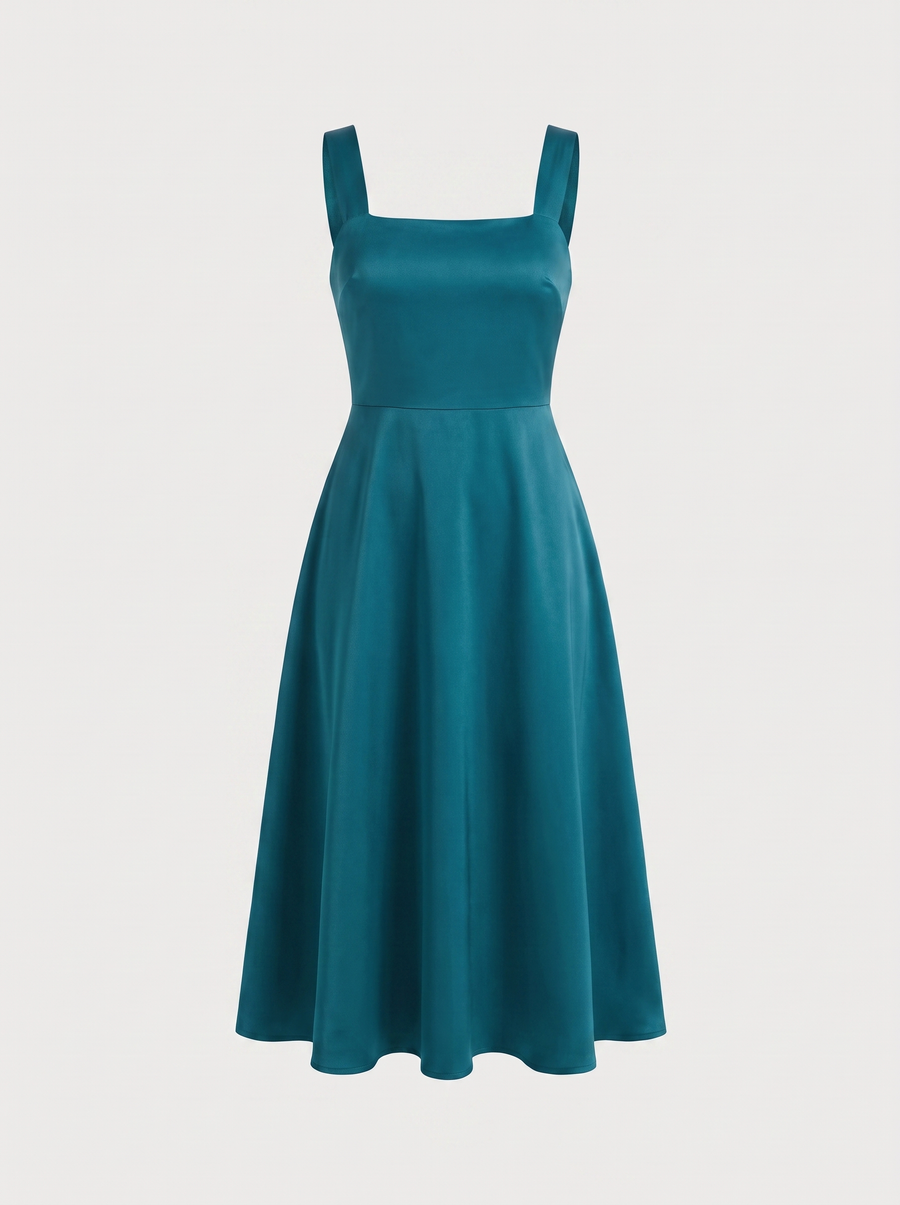 Chloe Square Neck A Line Midi Dress