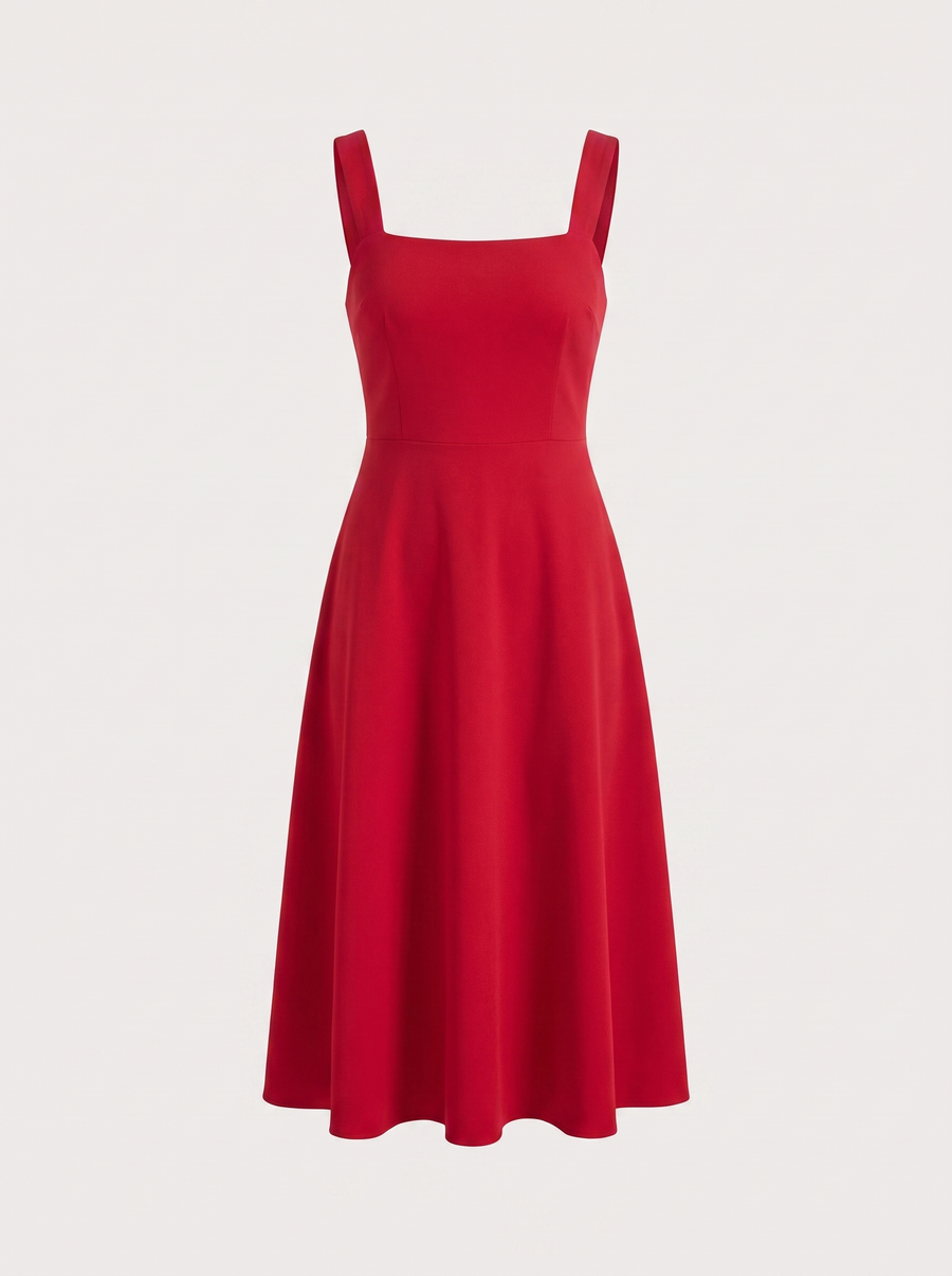 Chloe Square Neck A Line Midi Dress