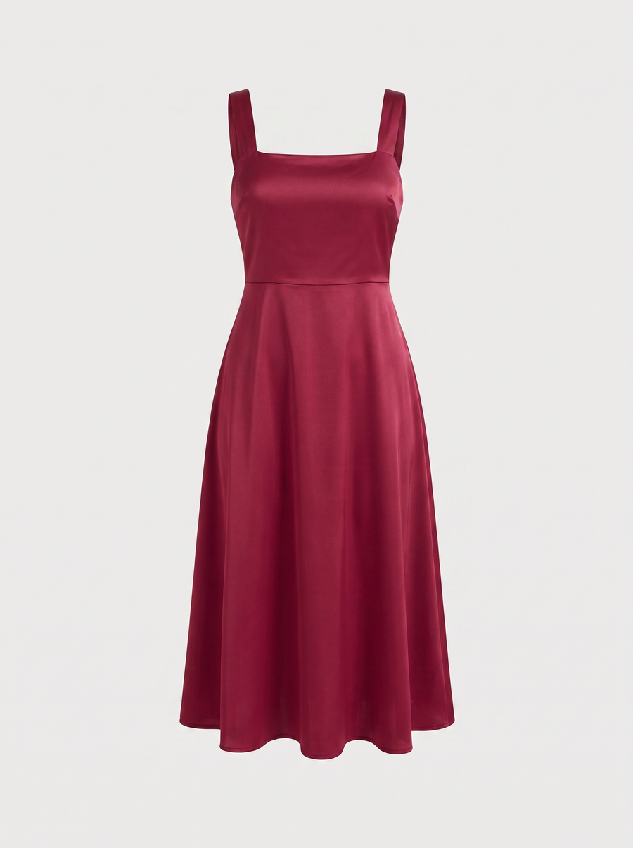 Chloe Square Neck A Line Midi Dress