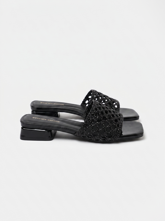 Summer Braided Strap Square Toe Mules