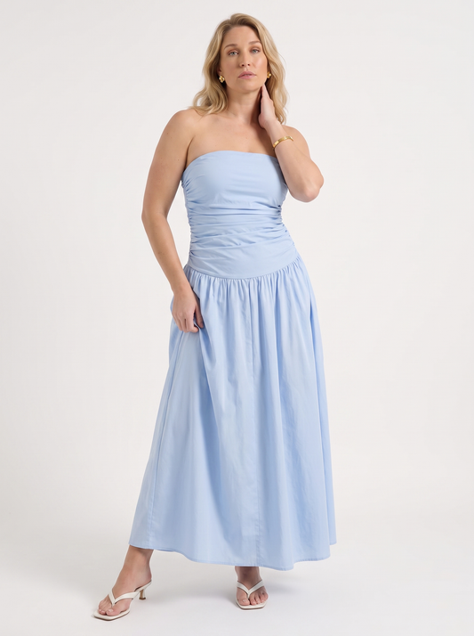 Glenna Strapless Ruched Bandeau Maxi Dress
