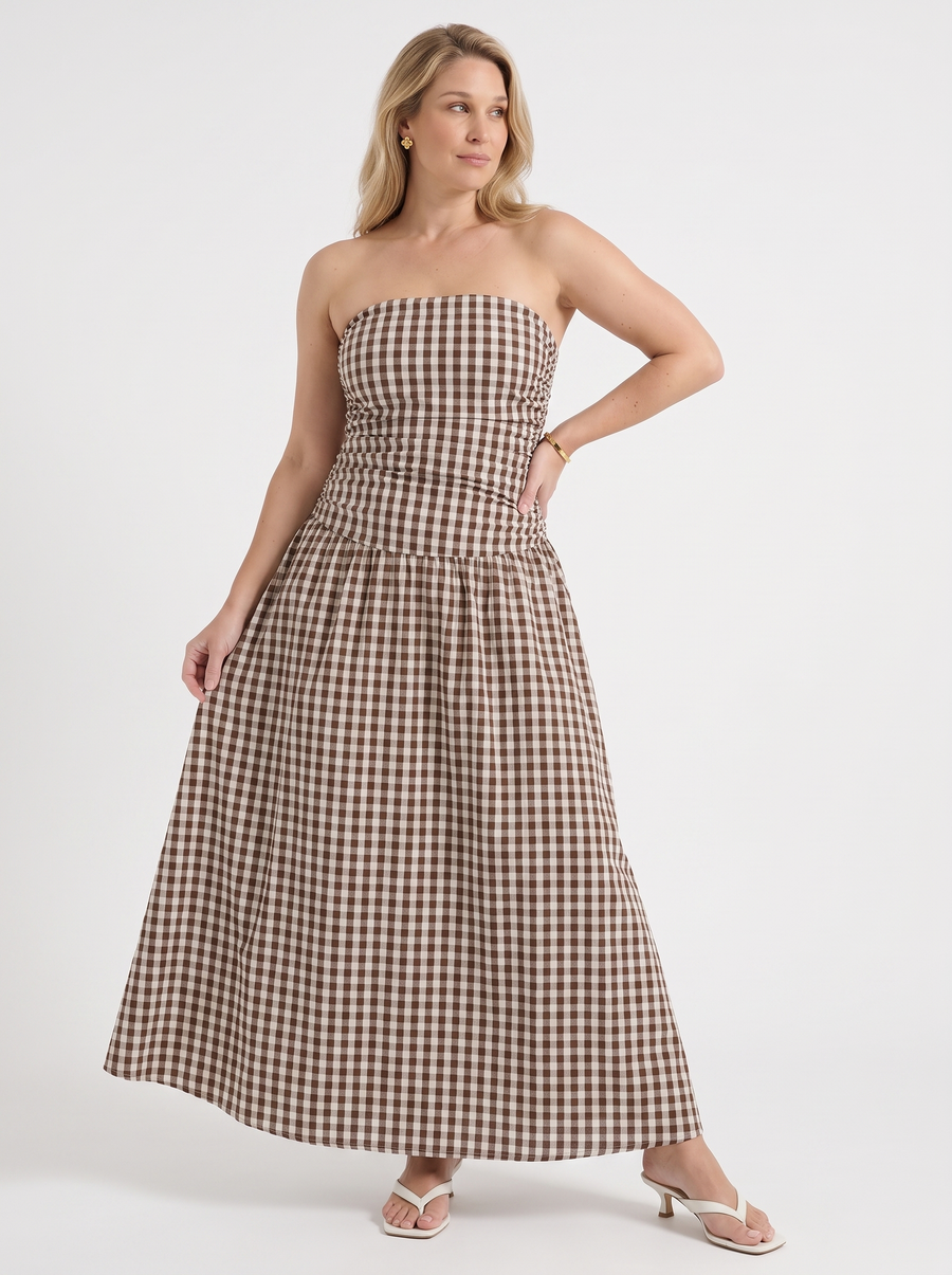Glenna Strapless Ruched Bandeau Maxi Dress