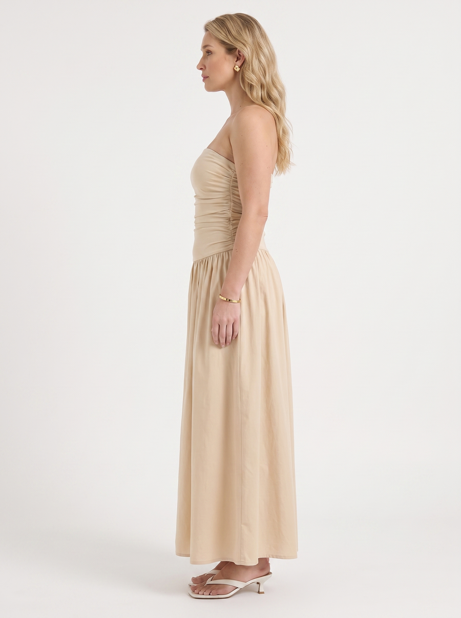 Glenna Strapless Ruched Bandeau Maxi Dress