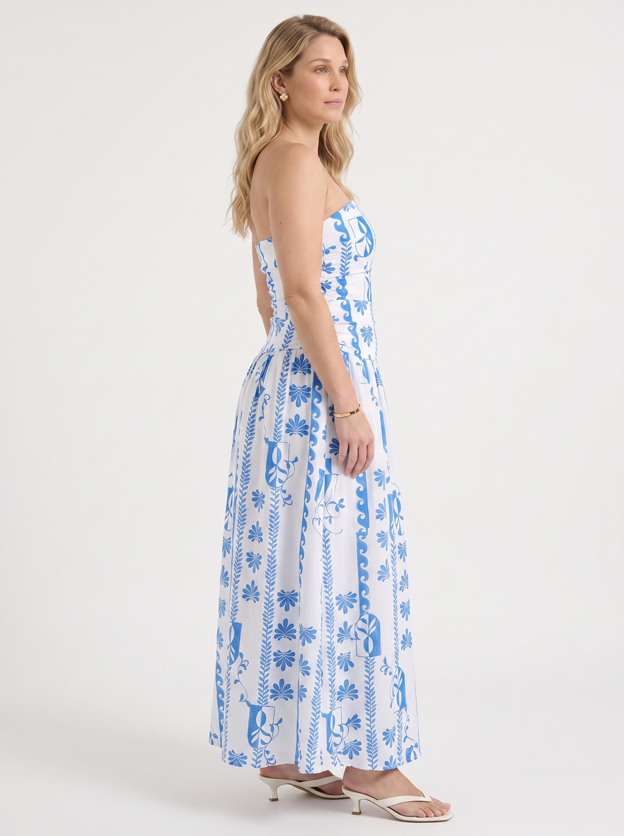Glenna Strapless Ruched Bandeau Maxi Dress