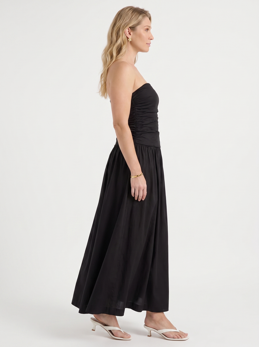 Glenna Strapless Ruched Bandeau Maxi Dress
