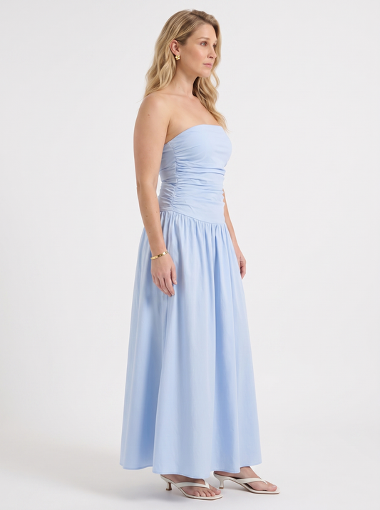 Glenna Strapless Ruched Bandeau Maxi Dress