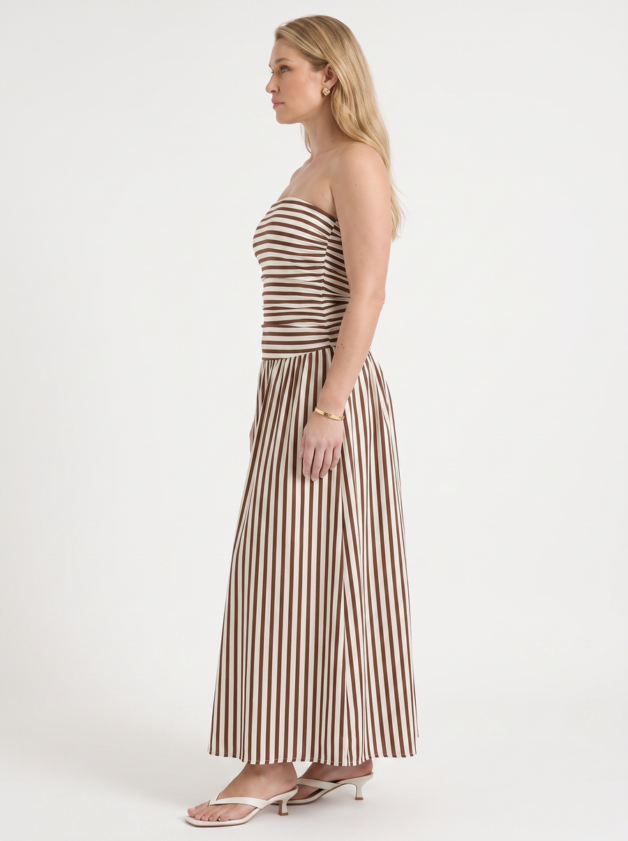 Glenna Strapless Ruched Bandeau Maxi Dress
