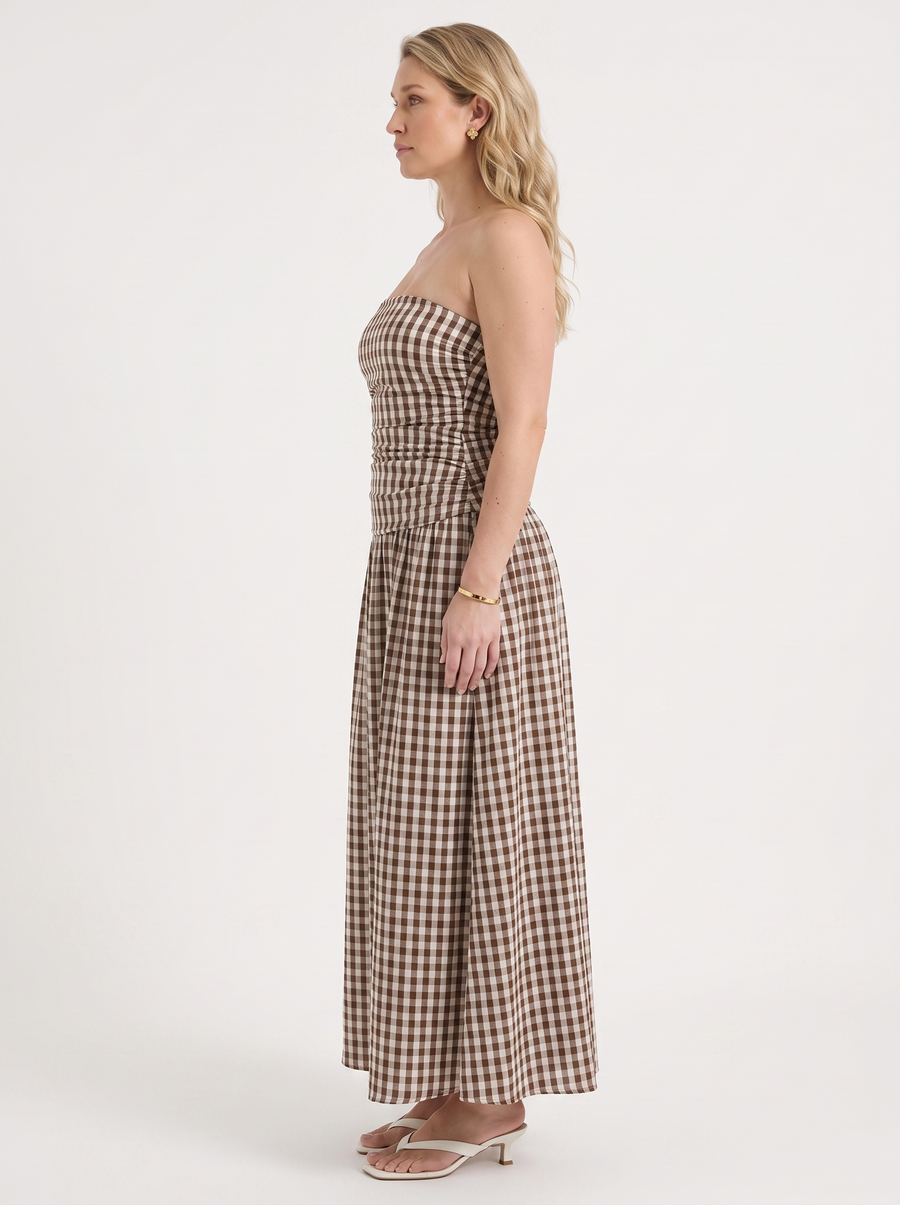 Glenna Strapless Ruched Bandeau Maxi Dress