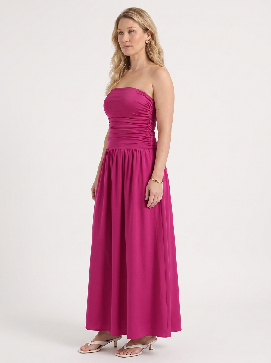 Glenna Strapless Ruched Bandeau Maxi Dress