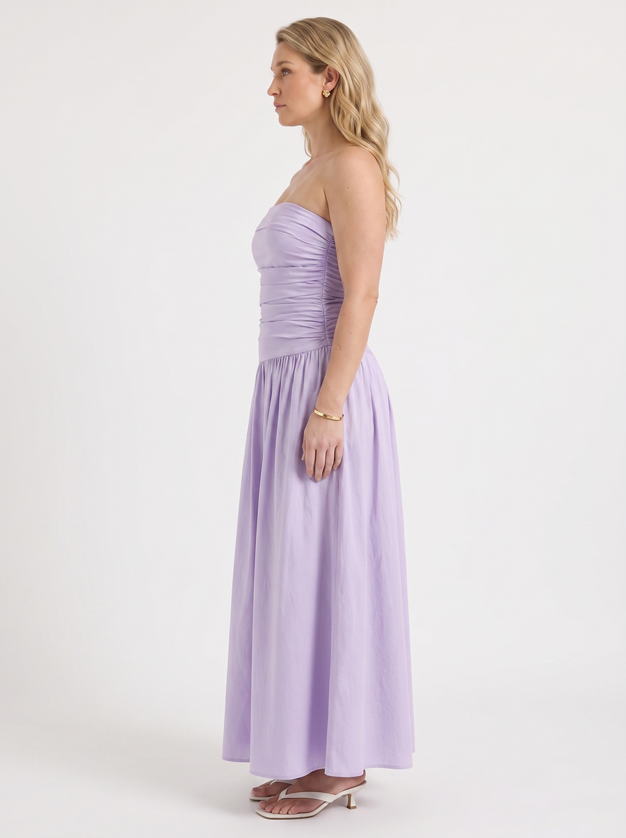 Glenna Strapless Ruched Bandeau Maxi Dress