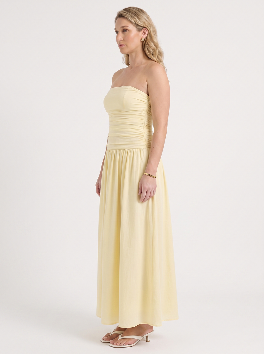 Glenna Strapless Ruched Bandeau Maxi Dress