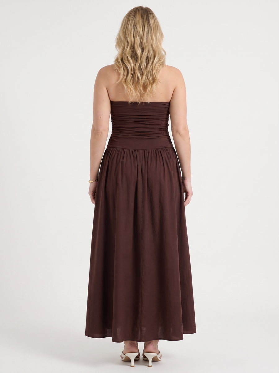 Glenna Strapless Ruched Bandeau Maxi Dress