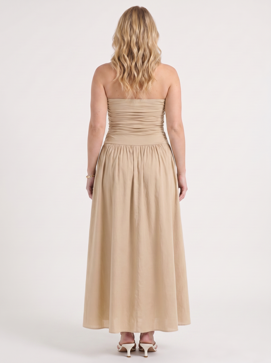 Glenna Strapless Ruched Bandeau Maxi Dress