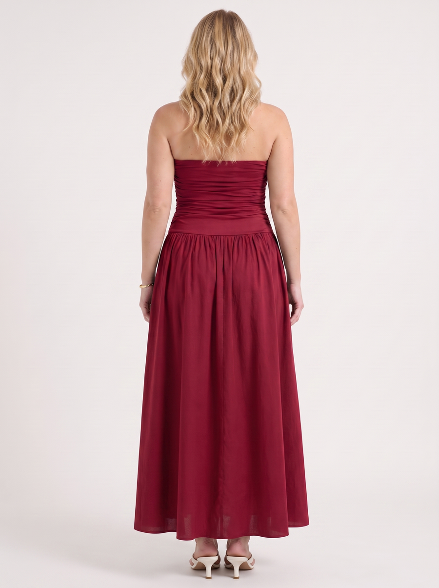 Glenna Strapless Ruched Bandeau Maxi Dress