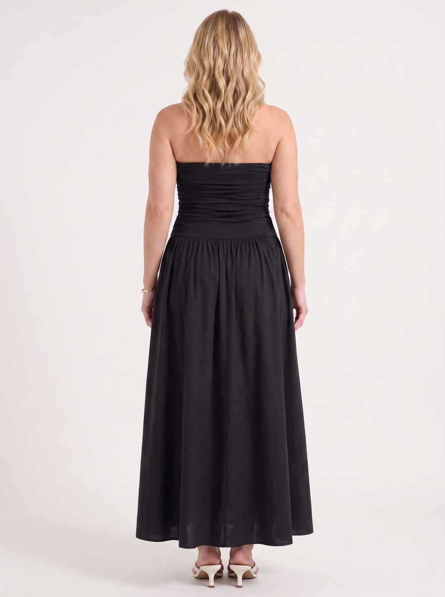 Glenna Strapless Ruched Bandeau Maxi Dress