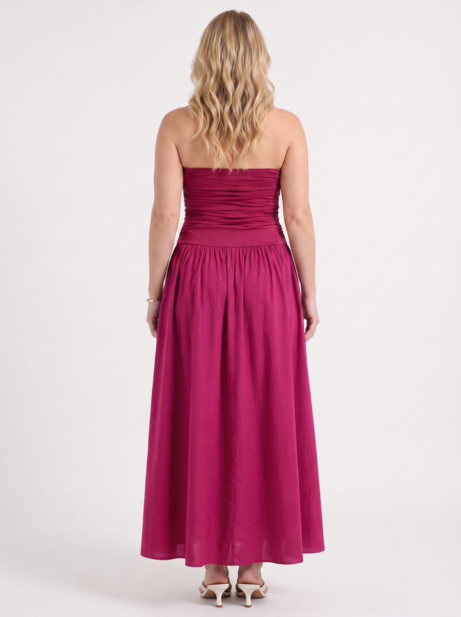 Glenna Strapless Ruched Bandeau Maxi Dress