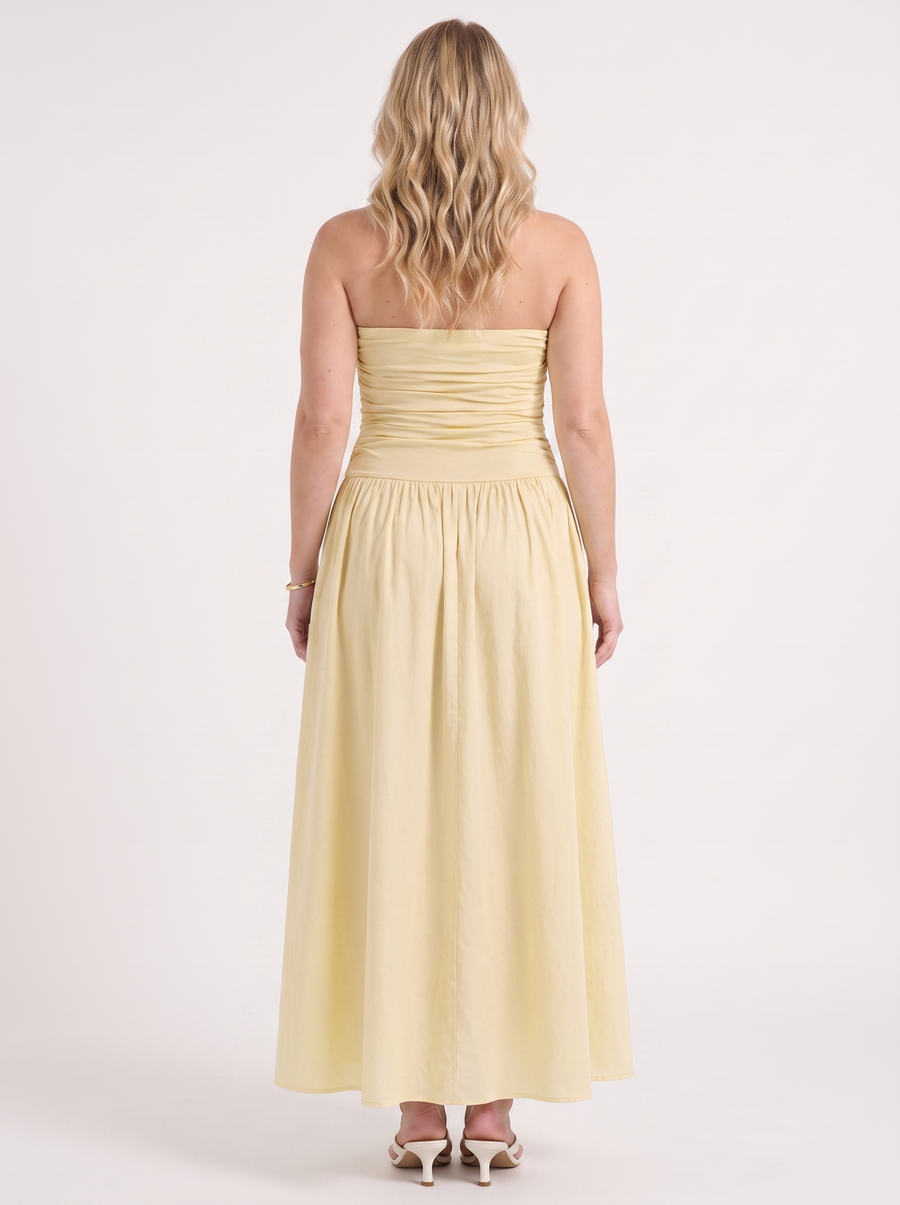 Glenna Strapless Ruched Bandeau Maxi Dress