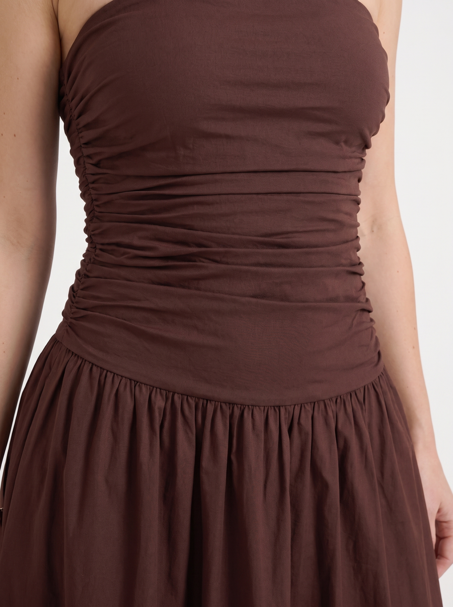 Glenna Strapless Ruched Bandeau Maxi Dress