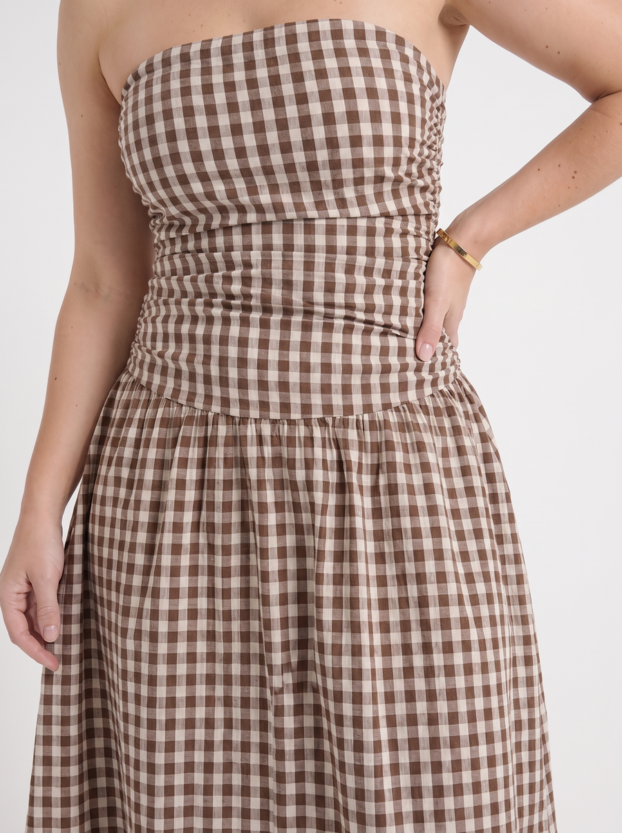 Glenna Strapless Ruched Bandeau Maxi Dress