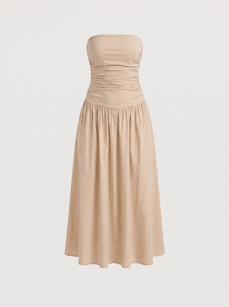 Glenna Strapless Ruched Bandeau Maxi Dress