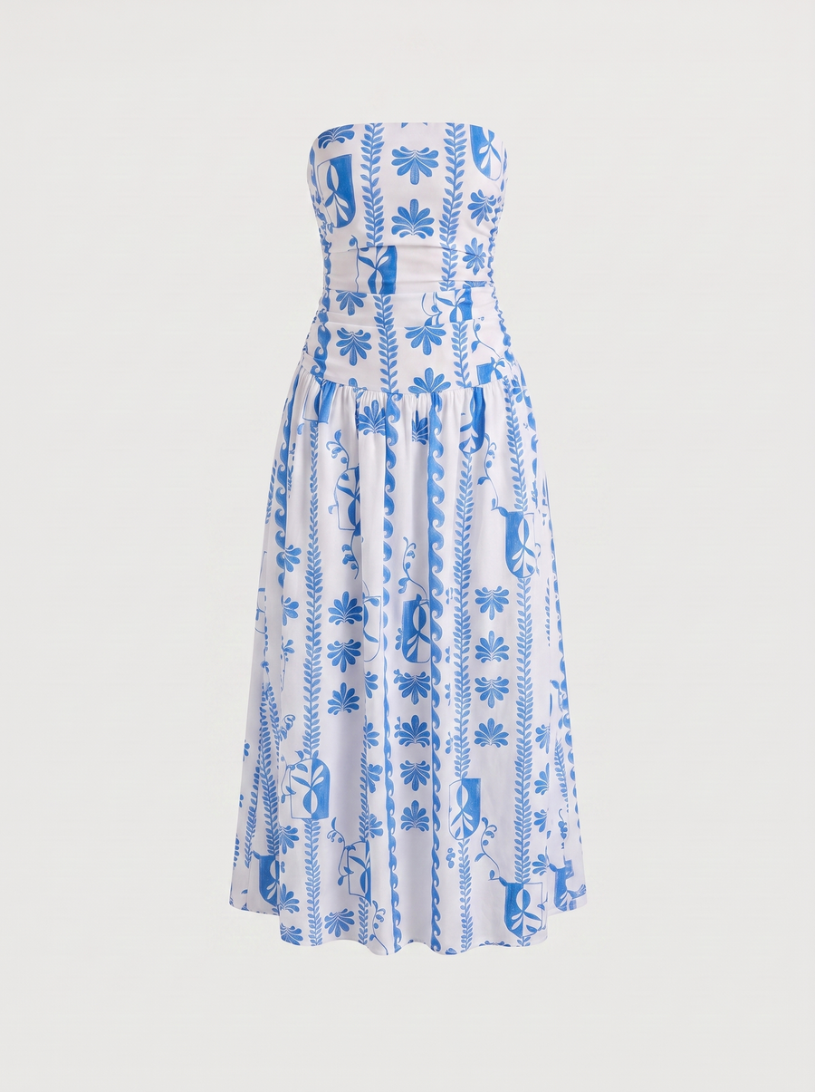 Glenna Strapless Ruched Bandeau Maxi Dress