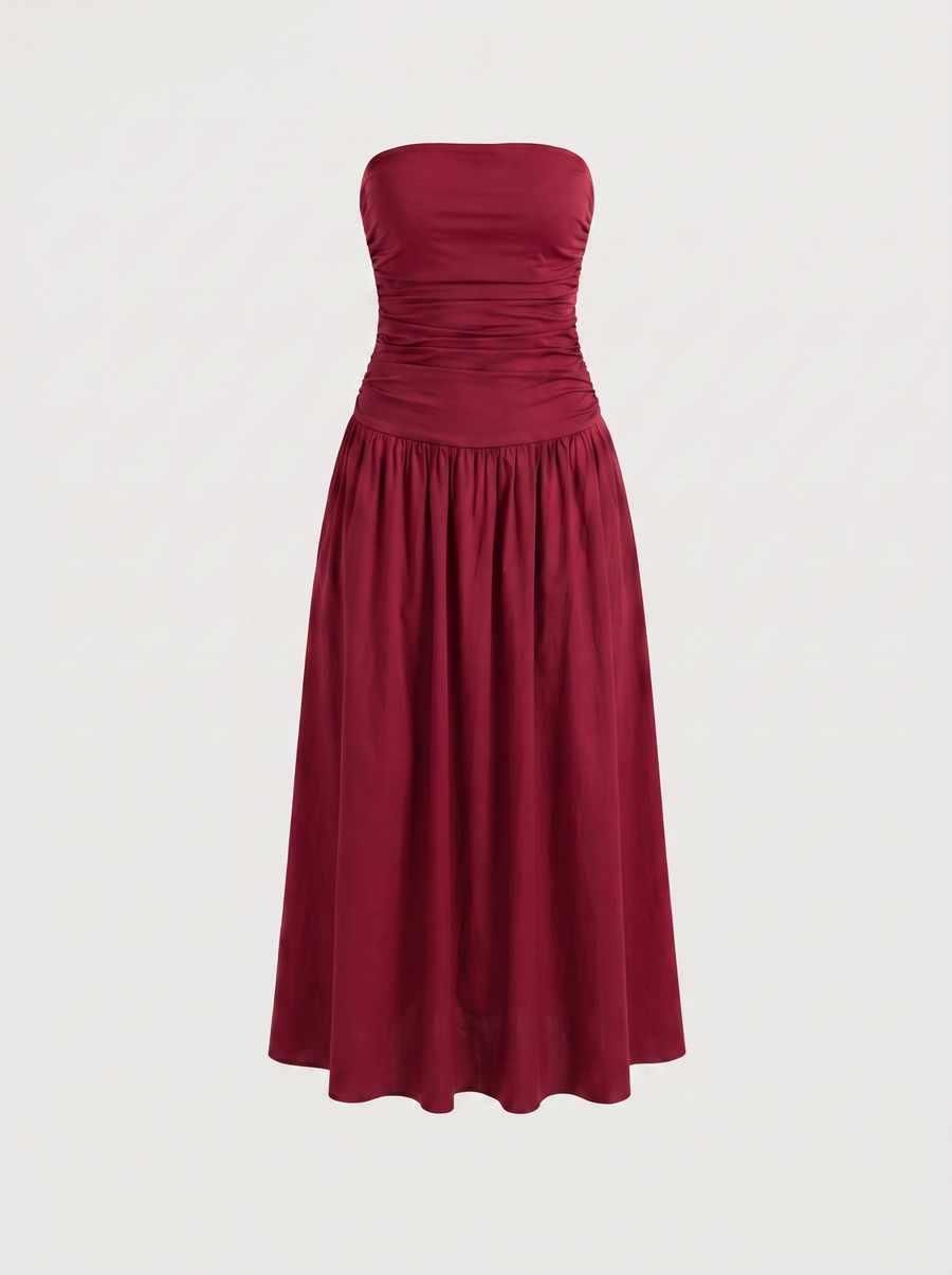 Glenna Strapless Ruched Bandeau Maxi Dress