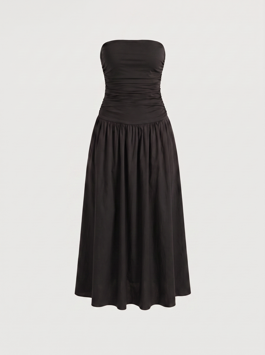 Glenna Strapless Ruched Bandeau Maxi Dress