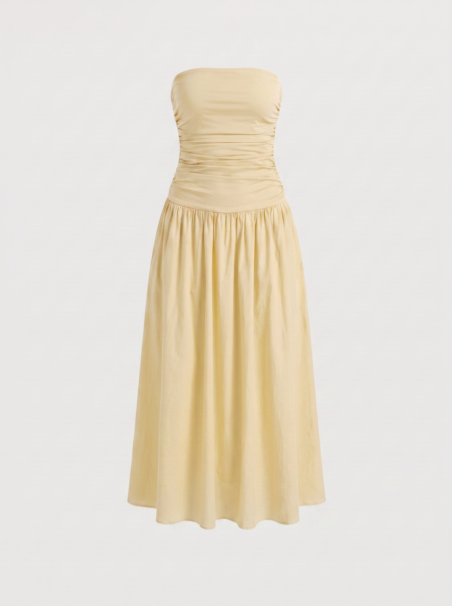 Glenna Strapless Ruched Bandeau Maxi Dress