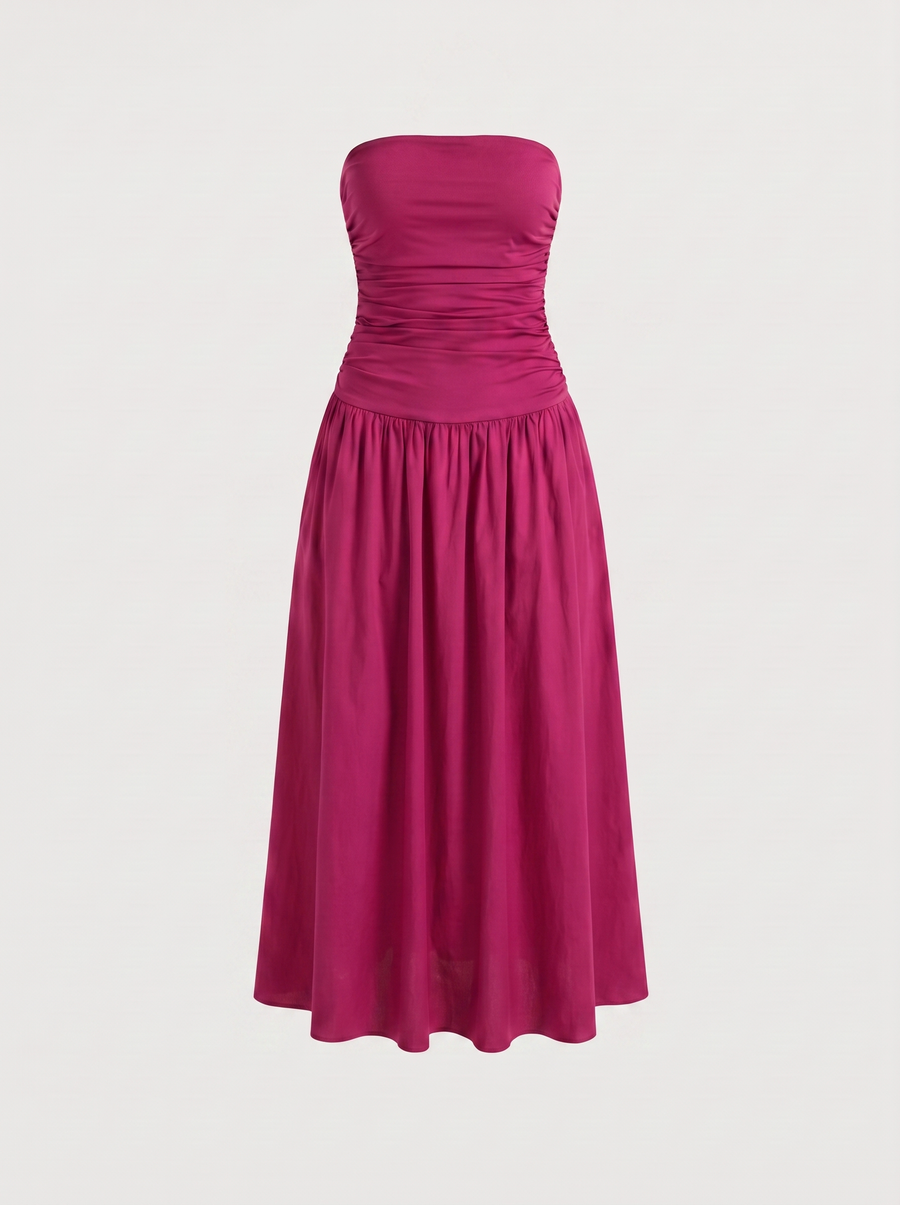 Glenna Strapless Ruched Bandeau Maxi Dress