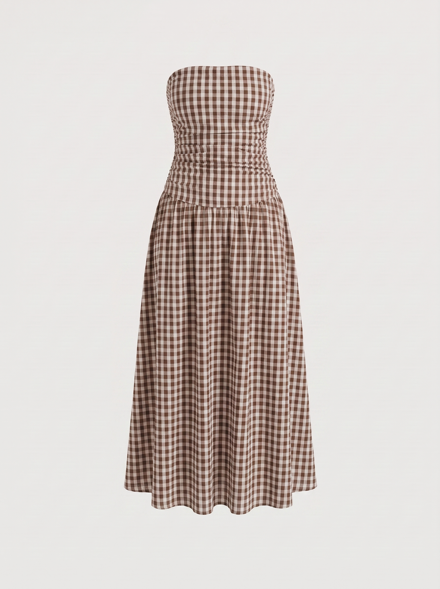 Glenna Strapless Ruched Bandeau Maxi Dress